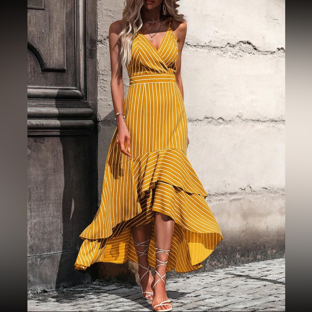 Boho striped ruffle trim maxi dress - Picture 7 of 16